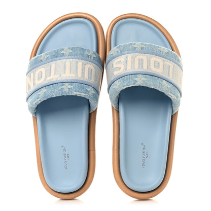 Louis Vuitton Monogram Denim LV Bliss Womens Comfort Mules 39 Turquoise 2 of 10