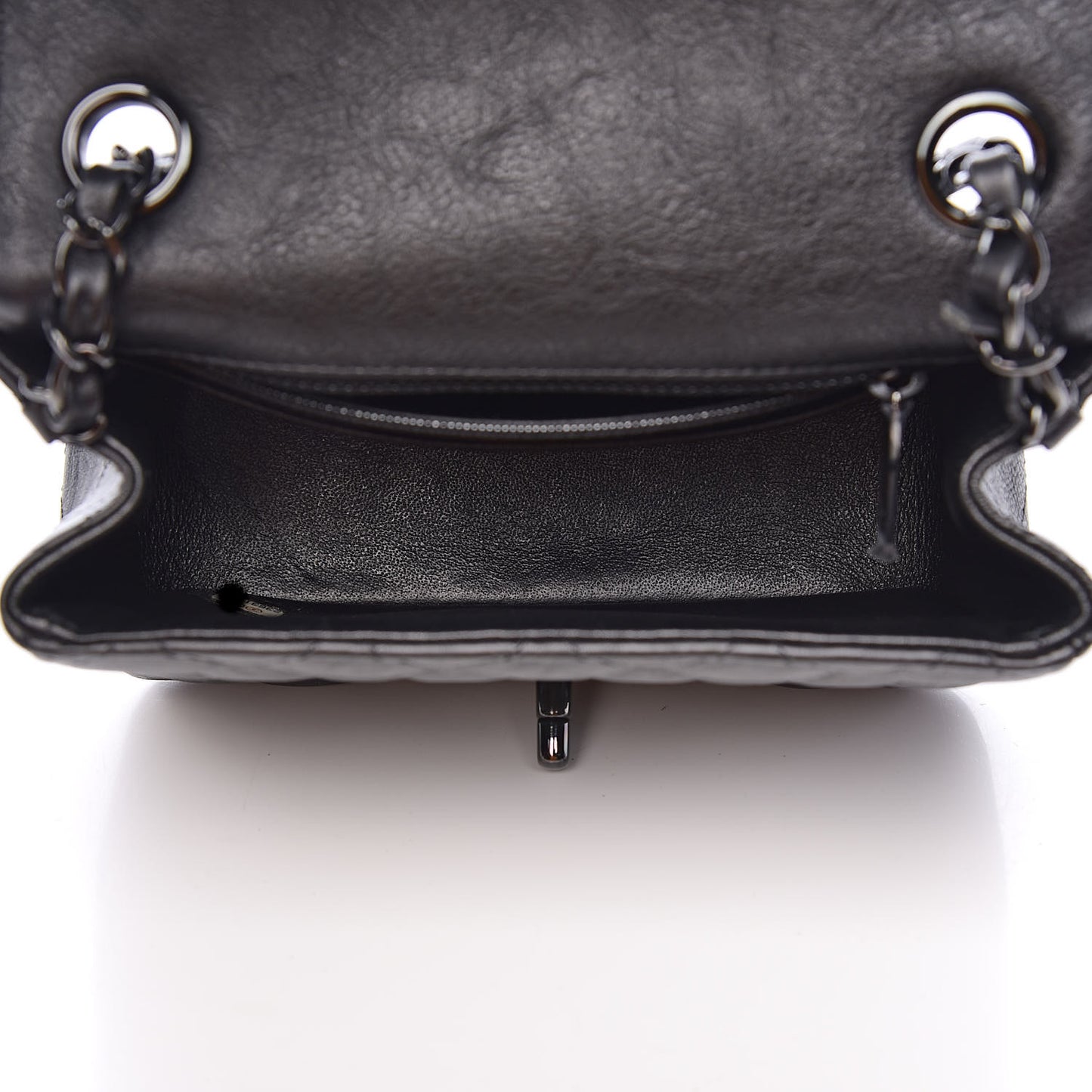 Crumpled Calfskin Quilted Mini Square Flap So Black