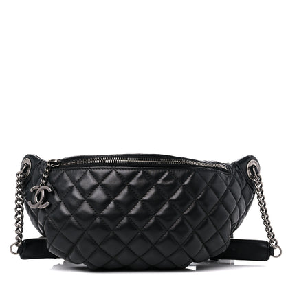 Chanel Lambskin Quilted Banane Waist Bag Fanny Pack Black 1 of 9