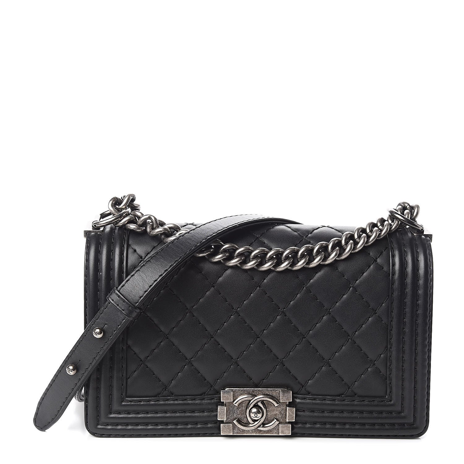 Chanel Lambskin Stitch Quilted Medium Boy Flap Black 1 of 14