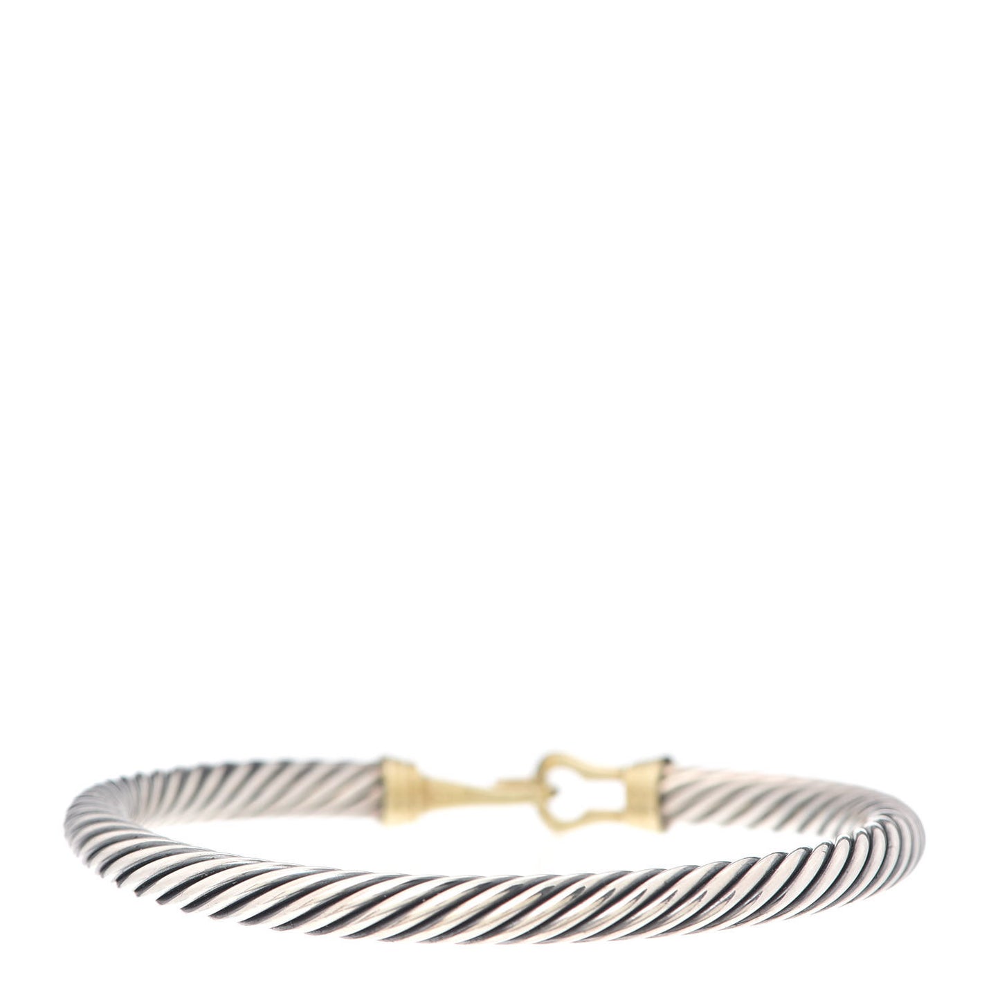 Sterling Silver 14K Yellow Gold 5mm Cable Classic Buckle Bracelet