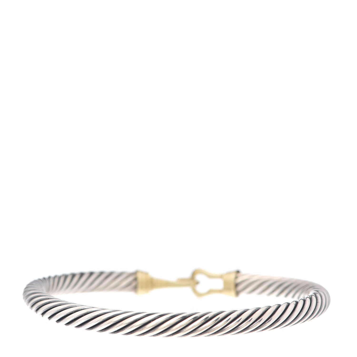 David Yurman Sterling Silver 14K Yellow Gold 5mm Cable Classic Buckle Bracelet 3 of 4