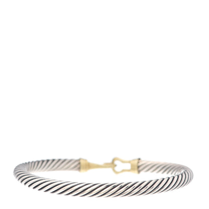 David Yurman Sterling Silver 14K Yellow Gold 5mm Cable Classic Buckle Bracelet 3 of 4