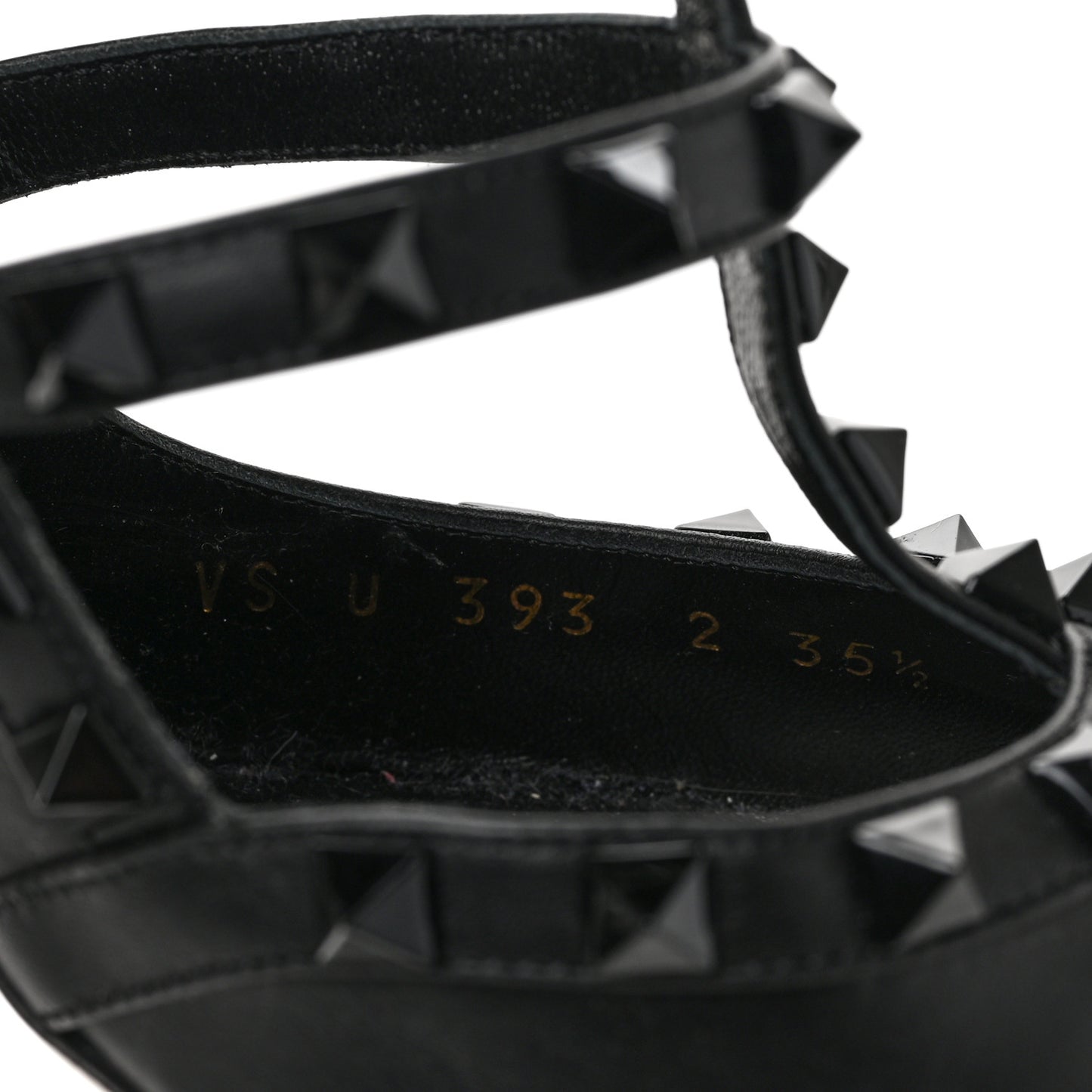 Calfskin Nappa Monochrome Rockstud Ankle Strap 100mm Pumps 35.5 Black