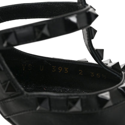Valentino Garavani Calfskin Nappa Monochrome Rockstud Ankle Strap 100mm Pumps 35.5 Black 8 of 8