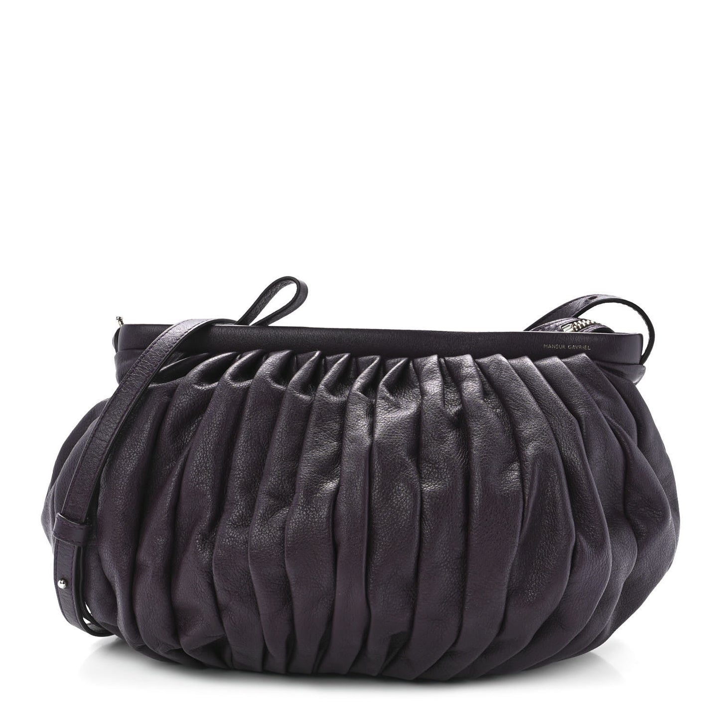 Calfskin Pleated Balloon Bag Eggplant