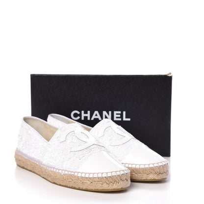 Chanel Patent Sequin CC Espadrilles 42 White 10 of 10