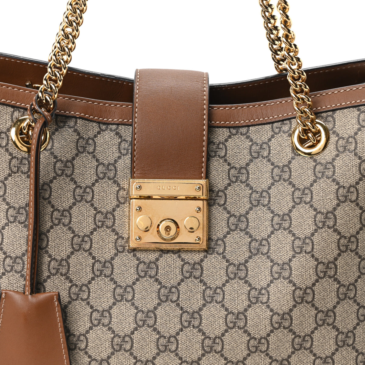 Gucci GG Supreme Monogram Medium Padlock Tote Beige Cuir 8 of 10