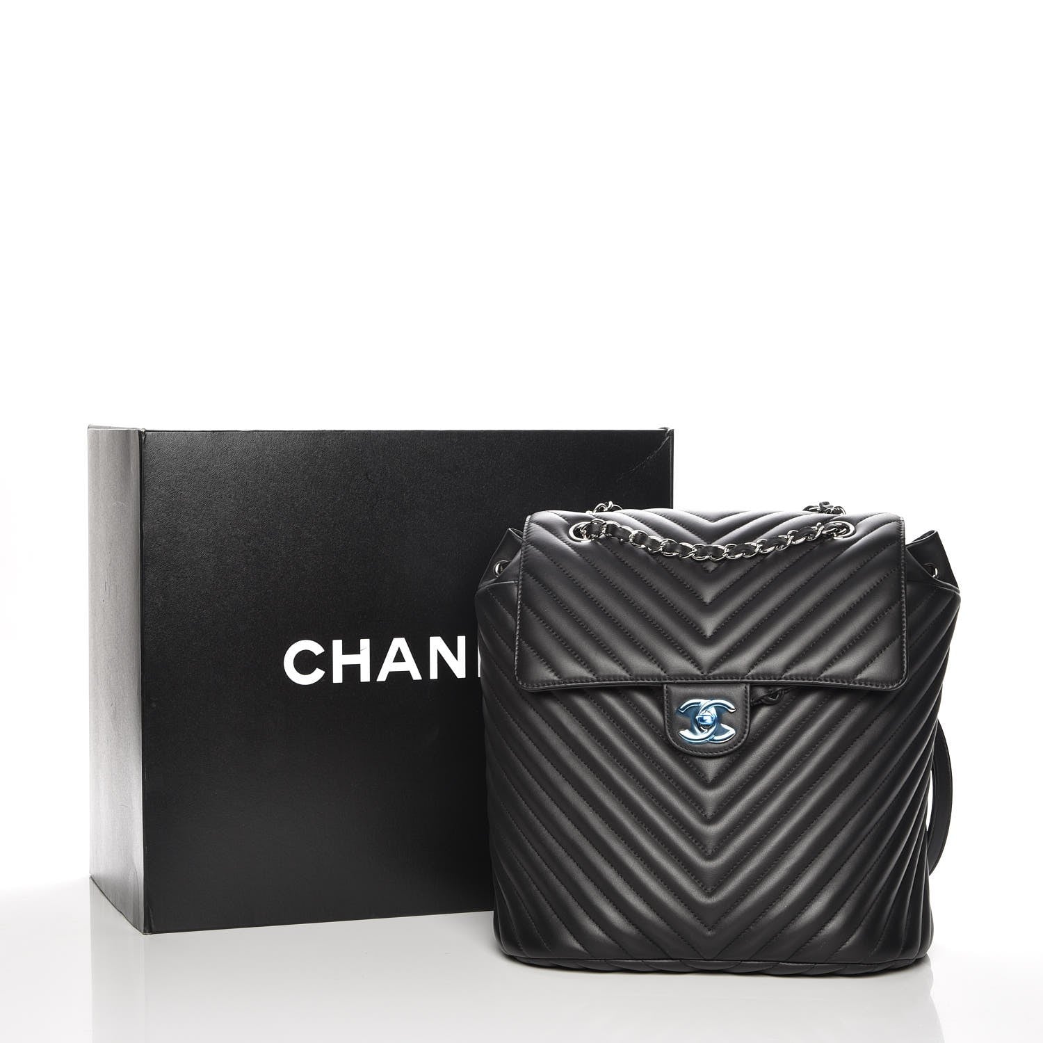 Chanel Calfskin Chevron Quilted Large Urban Spirit Backpack Black 8 of 8