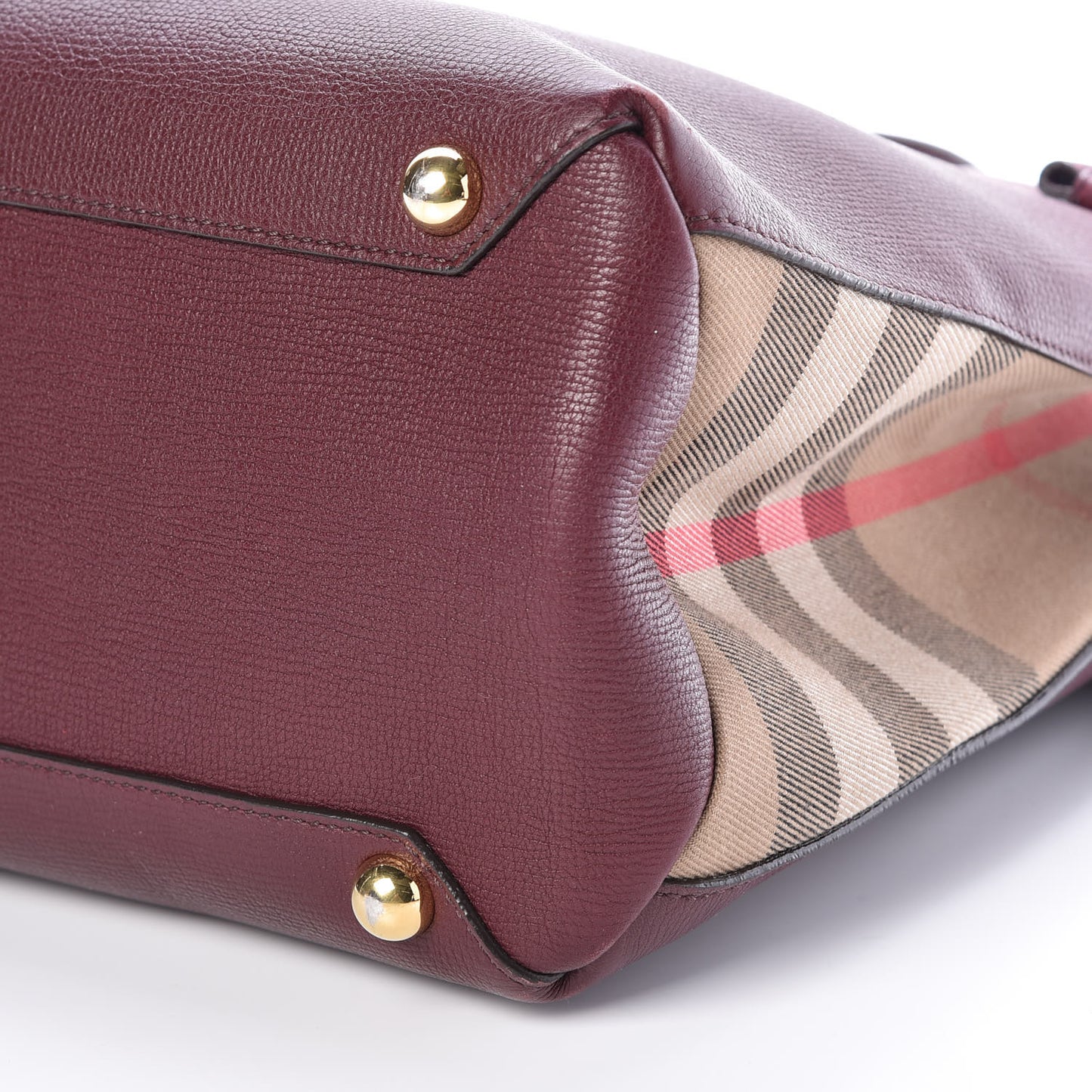 Grainy Calfskin House Check Medium Banner Tote Mahogany Red