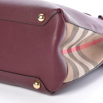 Burberry Grainy Calfskin House Check Medium Banner Tote Mahogany Red 11 of 11