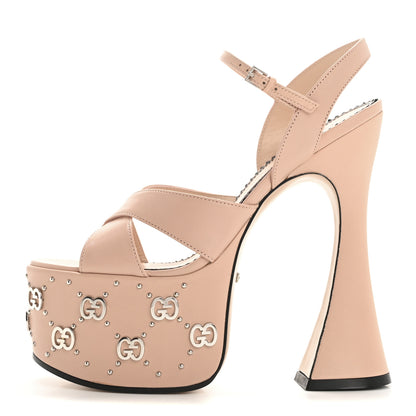 Gucci Malaga Kid Interlocking G Studs 155mm Platform Sandals 35 Perfect Pink 1 of 9