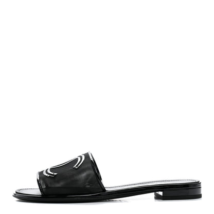 Chanel Mesh Patent Calfskin CC Mules 38.5 Black 1 of 9