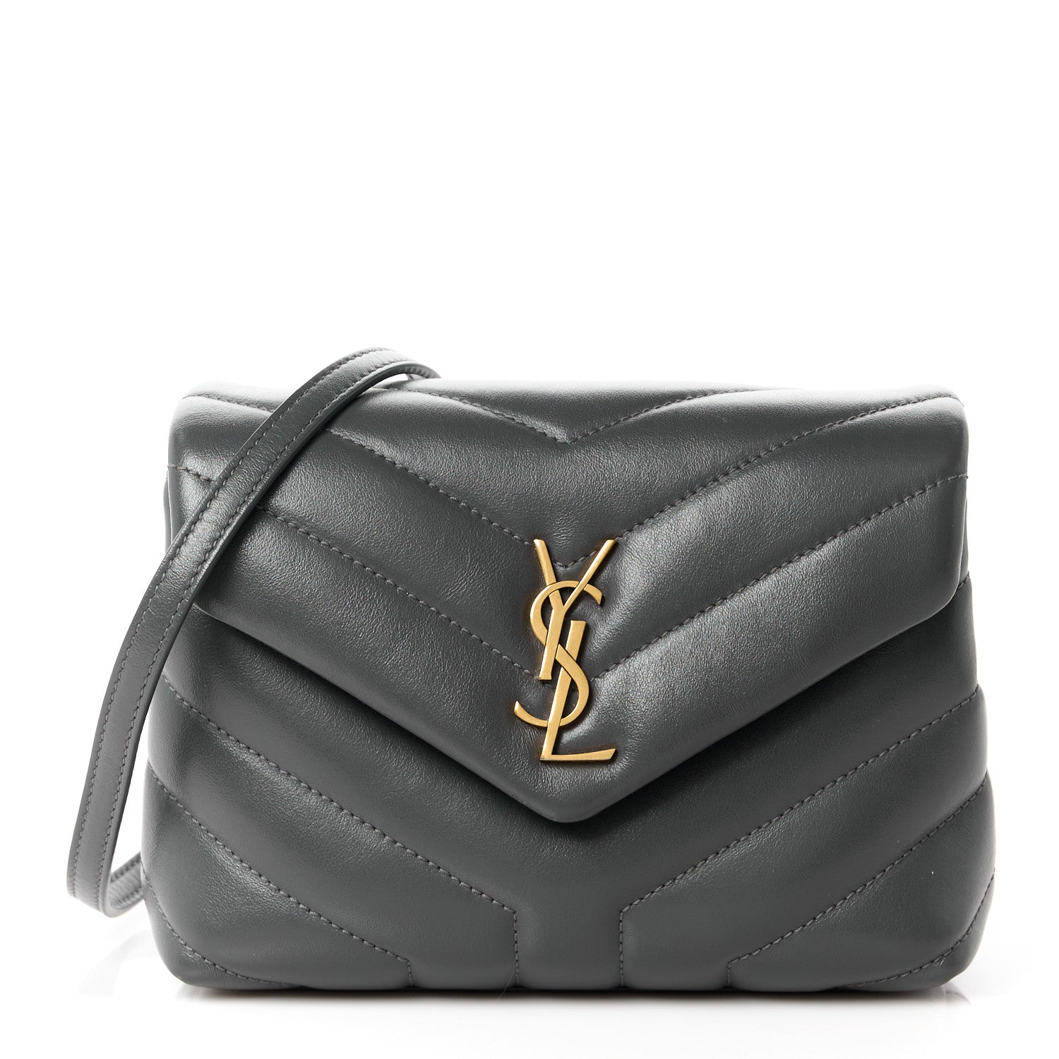 Saint Laurent Calfskin Y Quilted Monogram Toy Loulou Crossbody Bag Storm 1 of 11