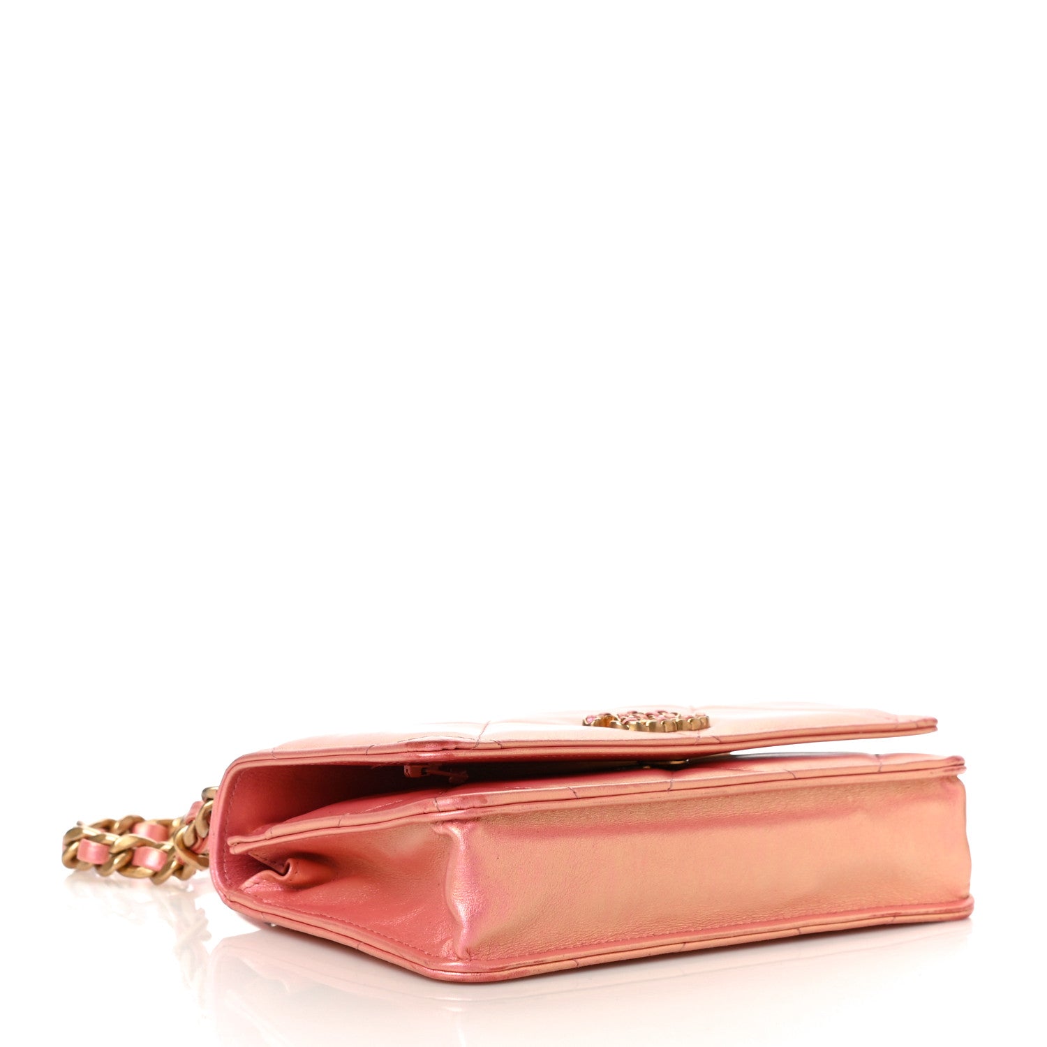 Chanel Iridescent Calfskin Quilted Chanel 19 Wallet On Chain WOC Pink 4 of 19