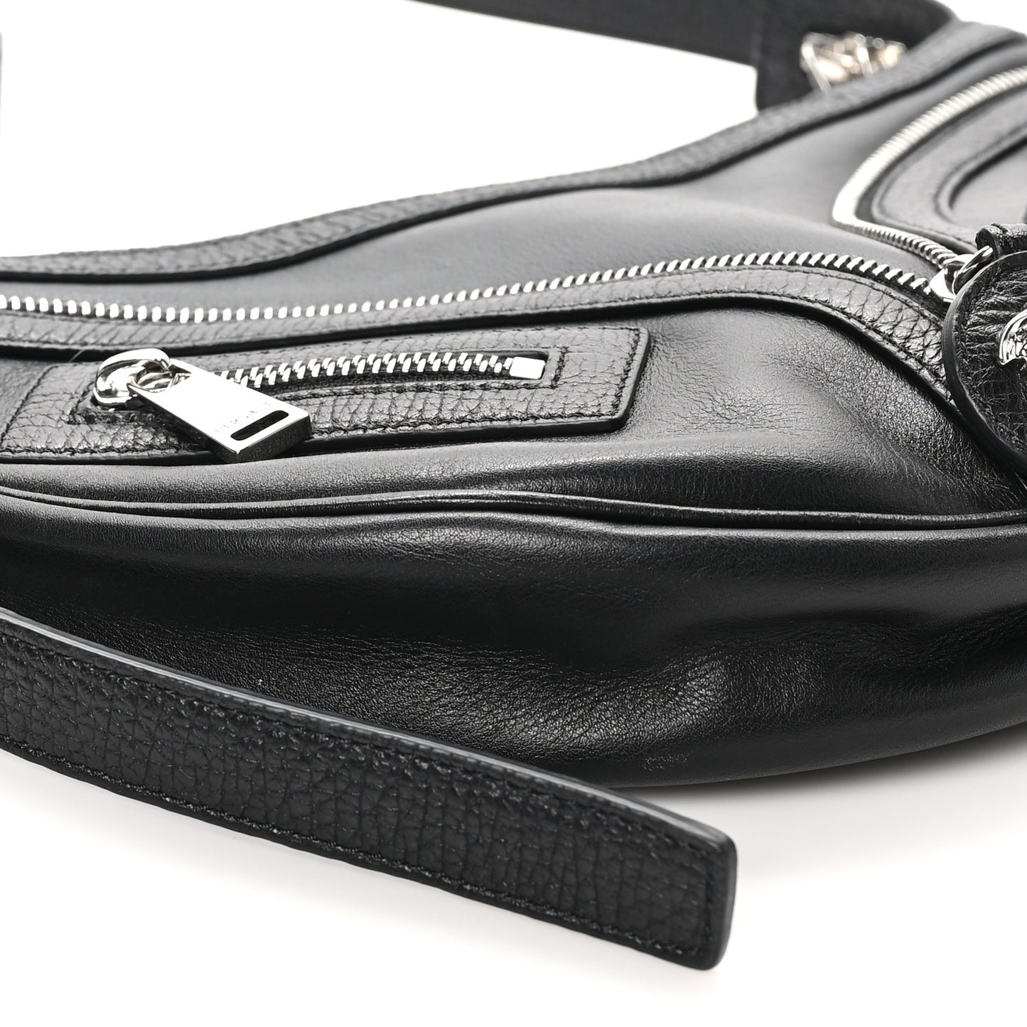 Calfskin Small Repeat Zip Hobo Black