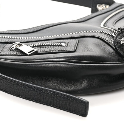 Versace Calfskin Small Repeat Zip Hobo Black 8 of 9