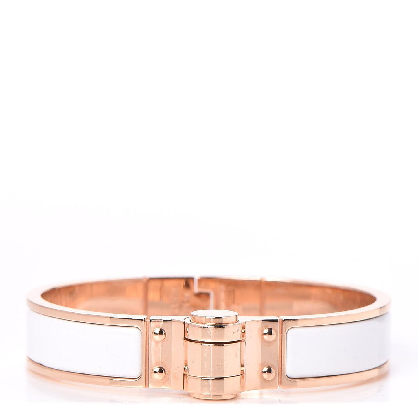 Enamel Charniere Uni Narrow Hinged Bracelet S White