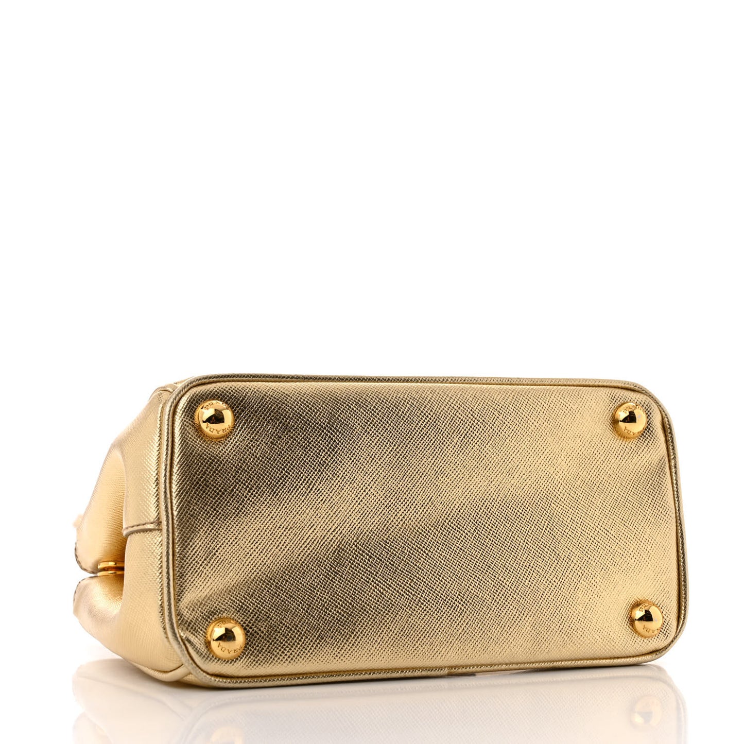 Metallic Saffiano Lux Micro Galleria Double Zip Tote Gold
