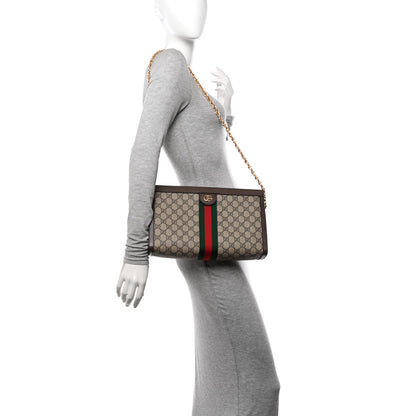 Gucci GG Supreme Monogram Web Medium Ophidia Chain Shoulder Bag Brown 2 of 13