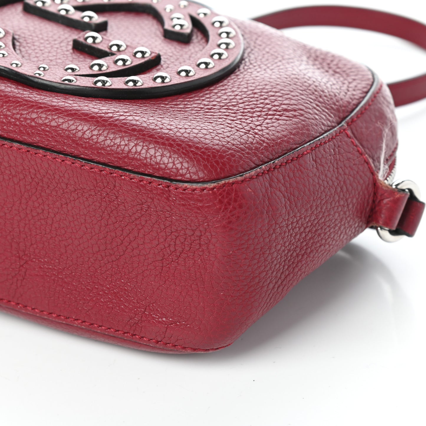 Pebbled Calfskin Studded Small Soho Disco Bag Soft Burgundy