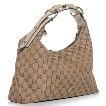 Gucci Monogram Medium Horsebit Chain Hobo White 3 of 9