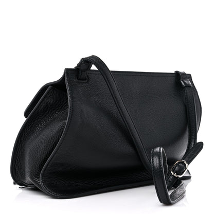 Gucci Pebbled Calfskin Medium Bamboo Daily Flap Shoulder Bag Black 4 of 14