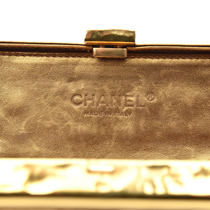 Chanel Hammered Metal Gold Bar Clutch 6 of 9