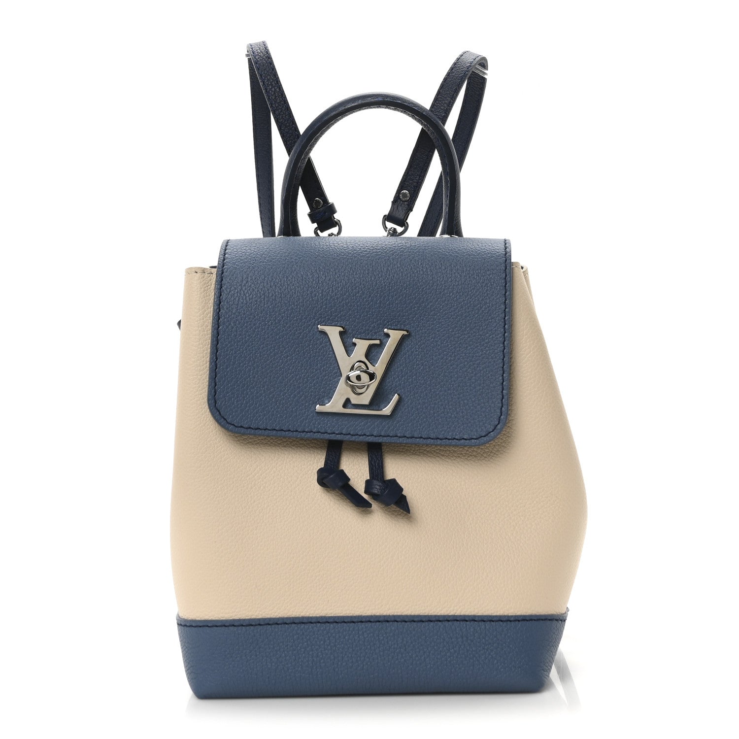 Louis Vuitton Calfskin Lockme Mini Backpack Blue Jean Creme 1 of 9