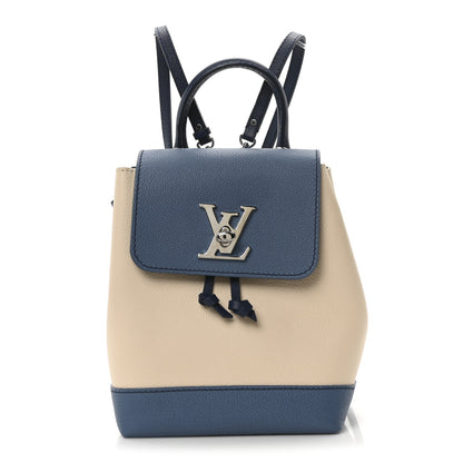 Louis Vuitton Calfskin Lockme Mini Backpack Blue Jean Creme 1 of 9