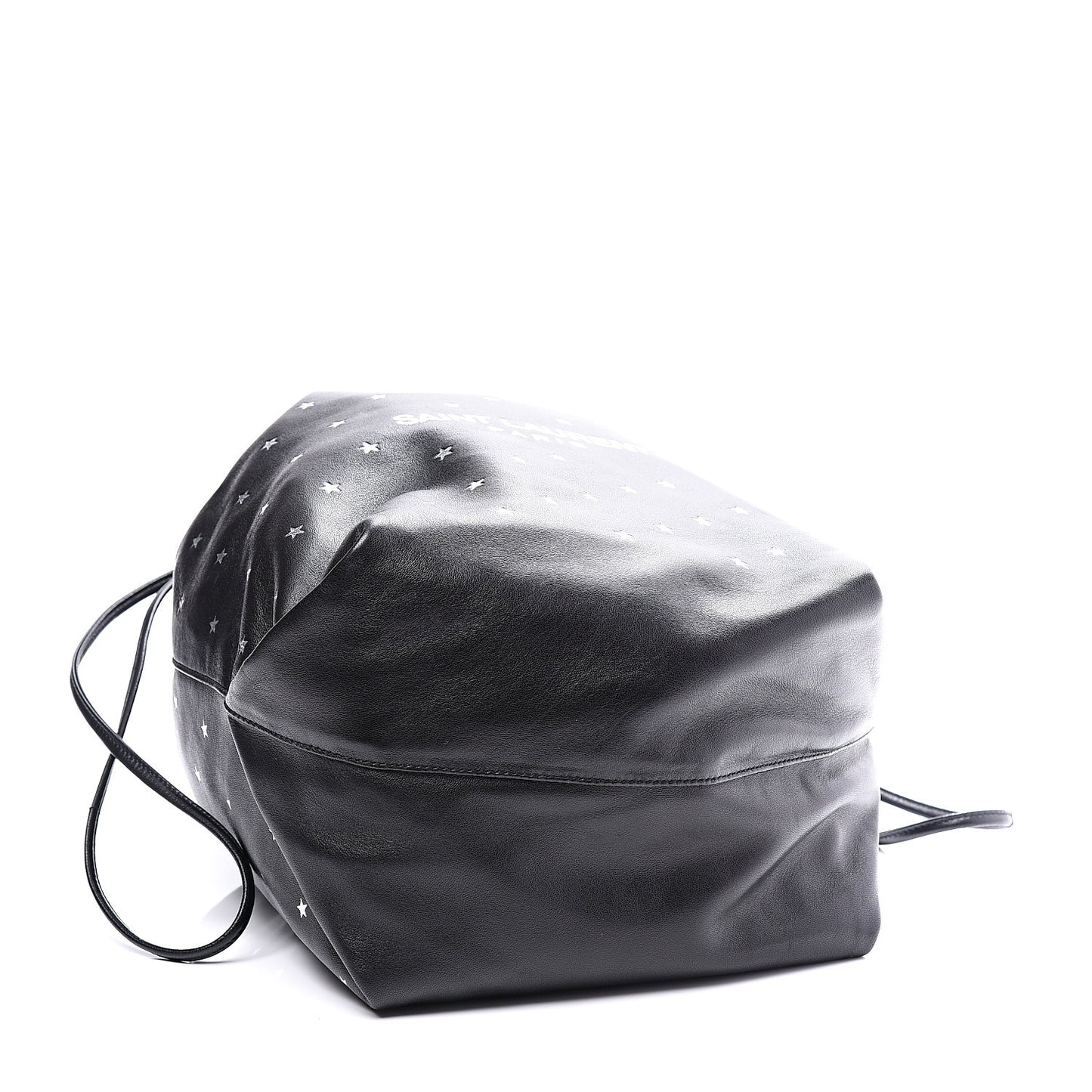 Lambskin Star Printed Teddy Drawstring Bag Black