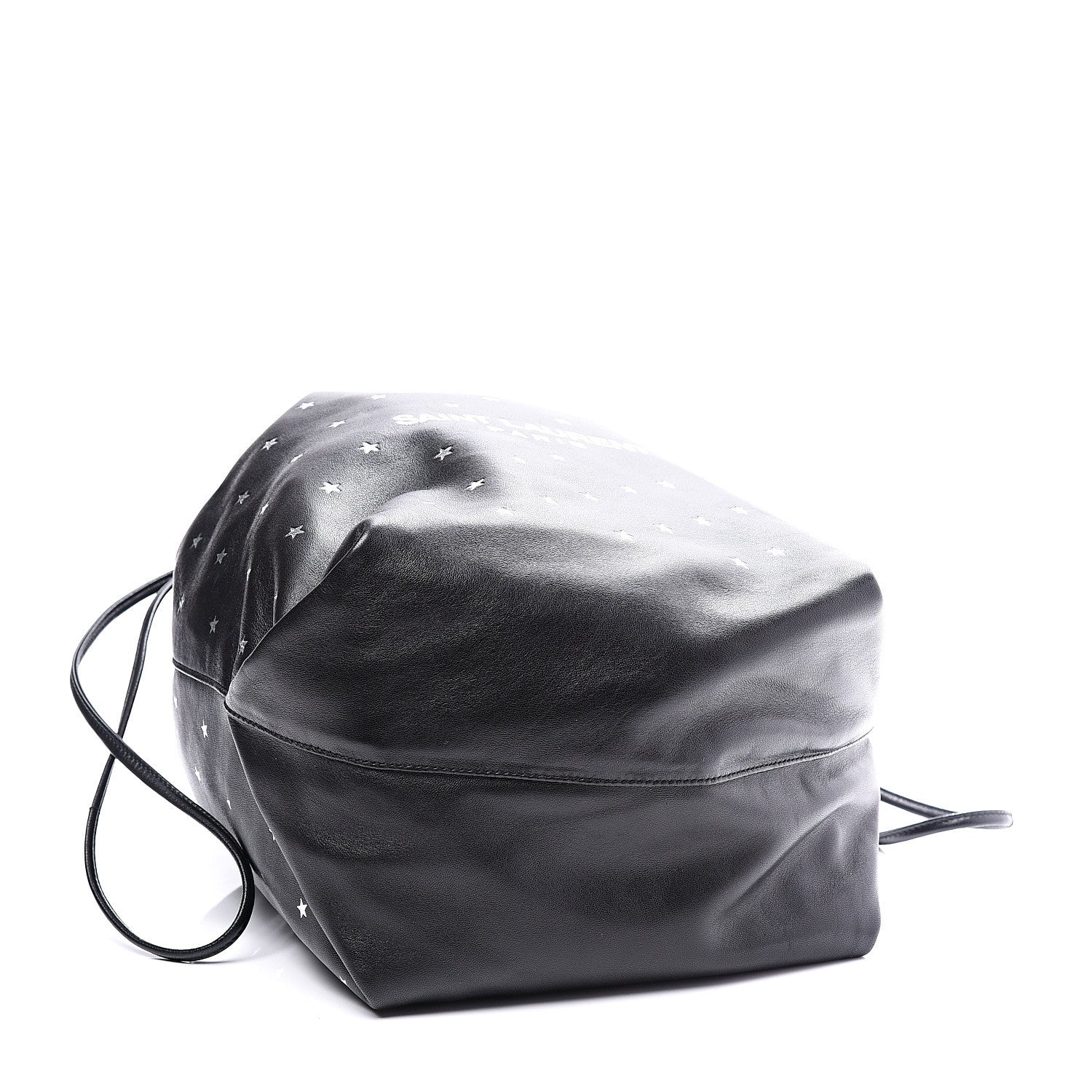Saint Laurent Lambskin Star Printed Teddy Drawstring Bag Black 4 of 12