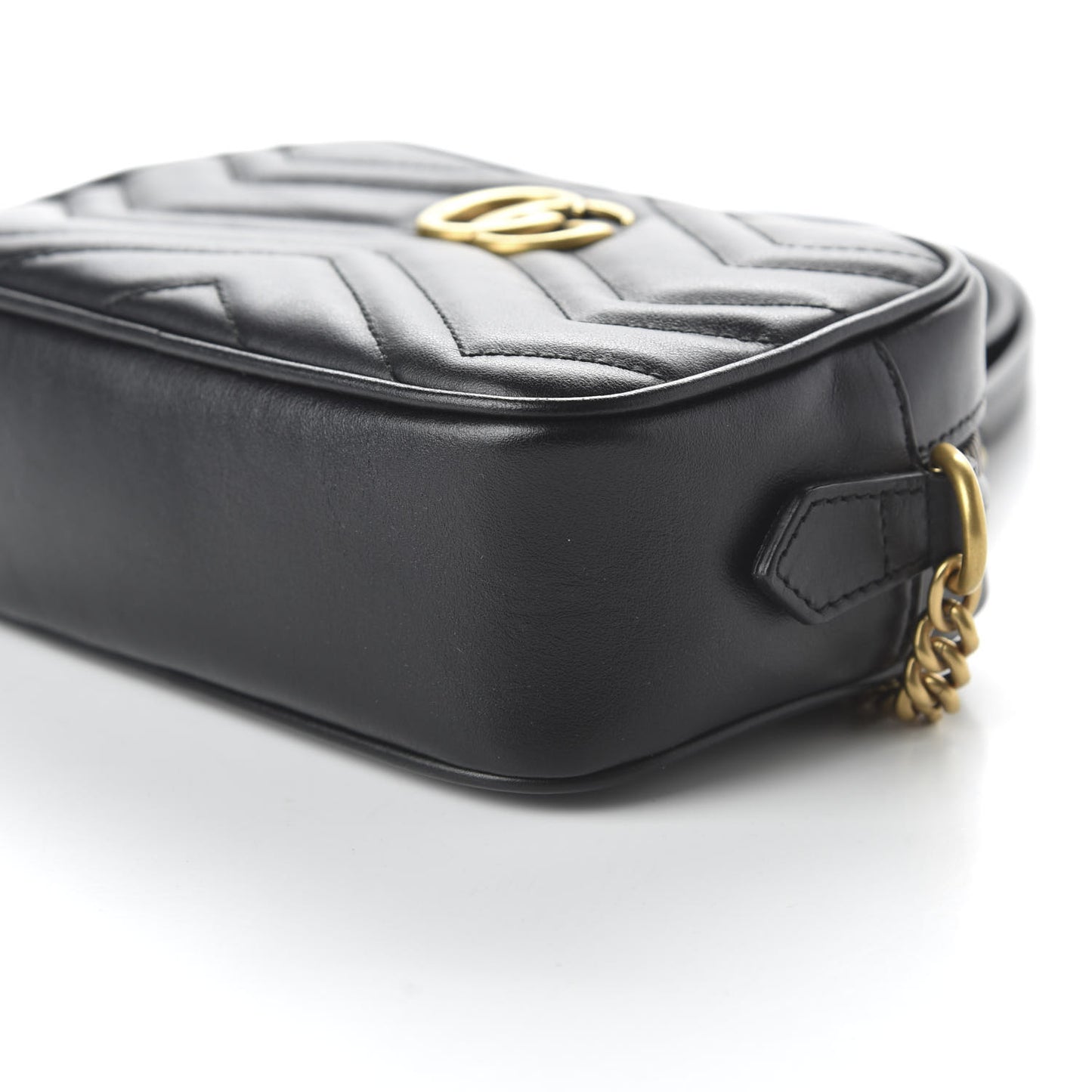 Calfskin Matelasse Mini GG Marmont Chain Shoulder Bag Black