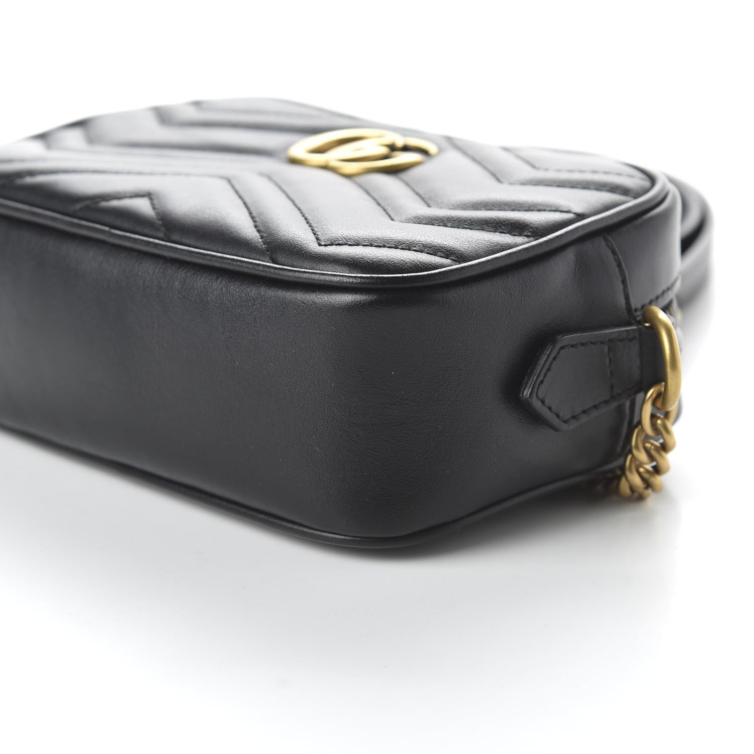 Gucci Calfskin Matelasse Mini GG Marmont Chain Shoulder Bag Black 7 of 10