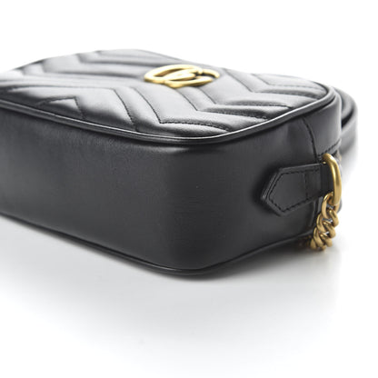 Gucci Calfskin Matelasse Mini GG Marmont Chain Shoulder Bag Black 7 of 10