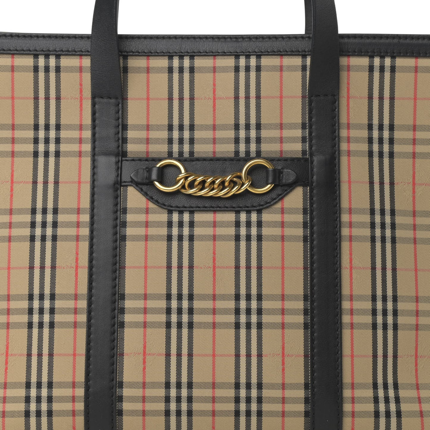 Calfskin 1983 Knight Check Link Zip Tote Black