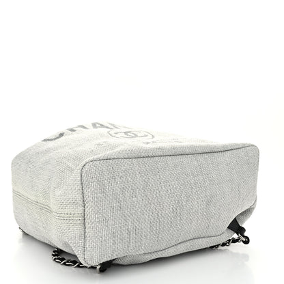 Chanel Woven Straw Raffia Large Deauville Backpack Grey Black 4 of 11
