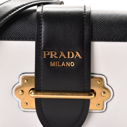 Prada City Calf Saffiano Cahier Bag Talco Black 7 of 8