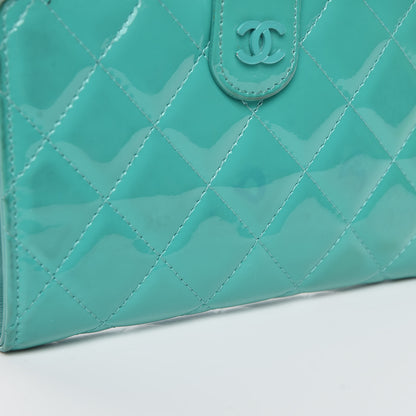 Chanel Patent Quilted Zip Pocket Wallet Turquoise 24 of 28