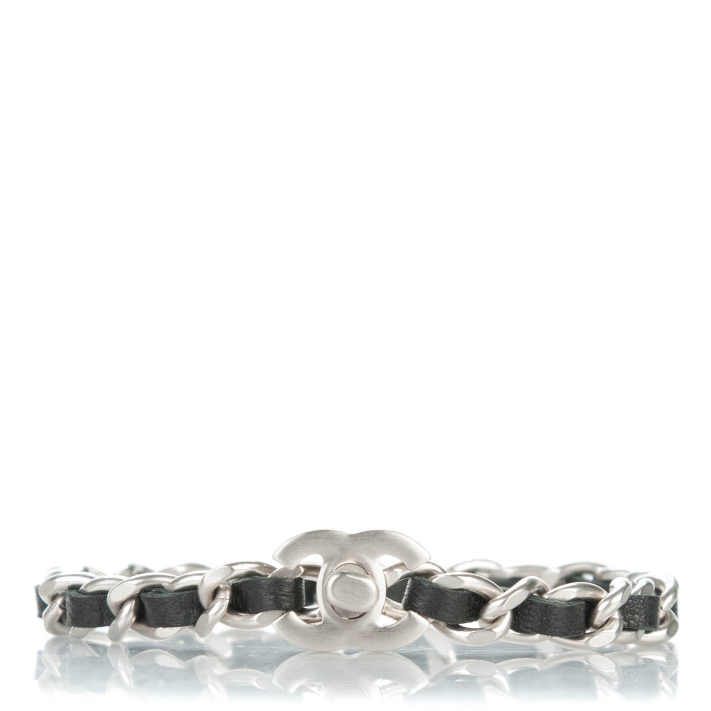 Lambskin CC Turnlock Chain Bracelet L Black