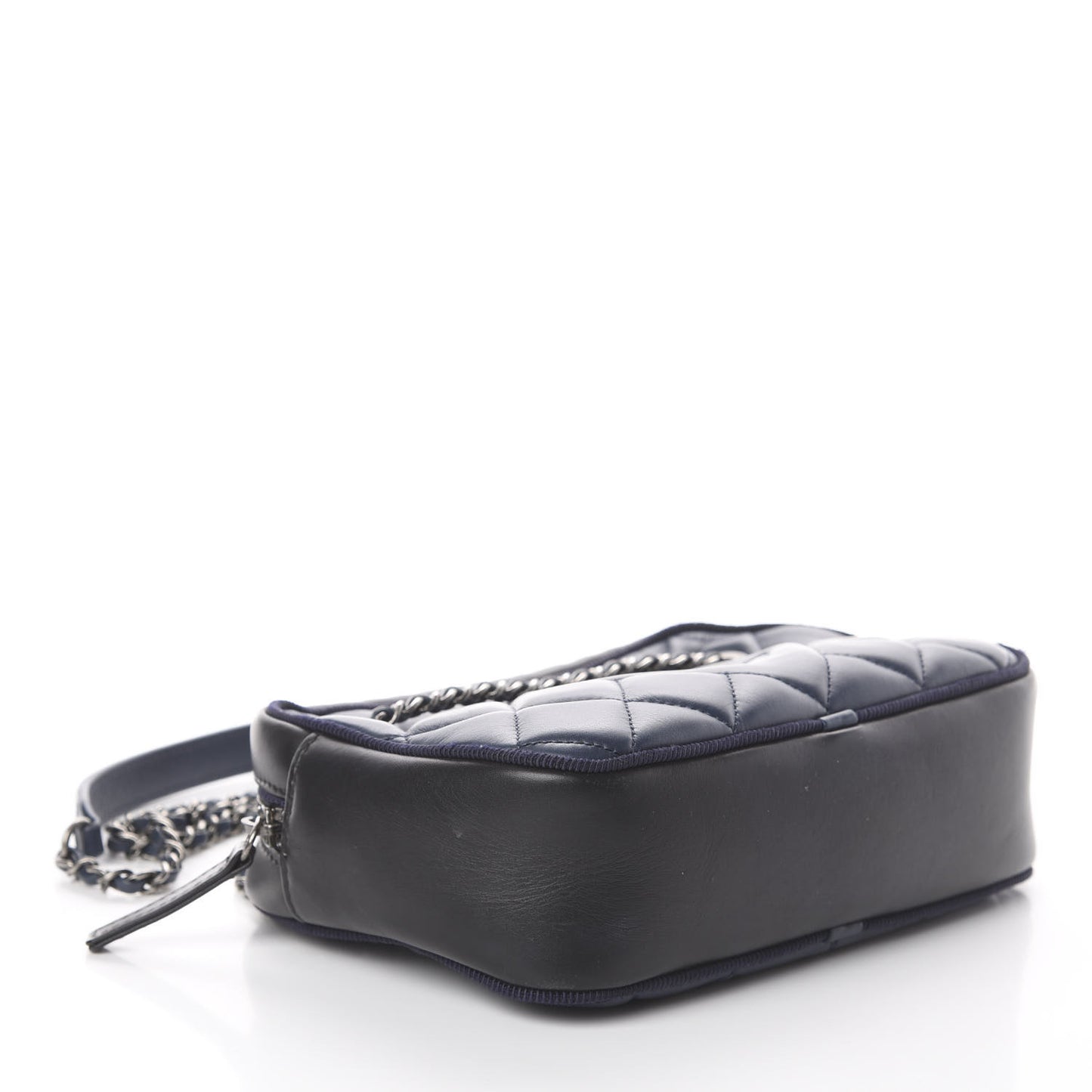 Calfskin Quilted Small Ballerine Camera Case Dark Blue