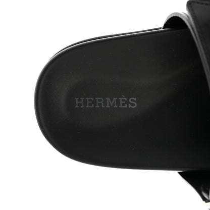 Hermes Calfskin Womens Chypre Sandals 37 Black 7 of 9