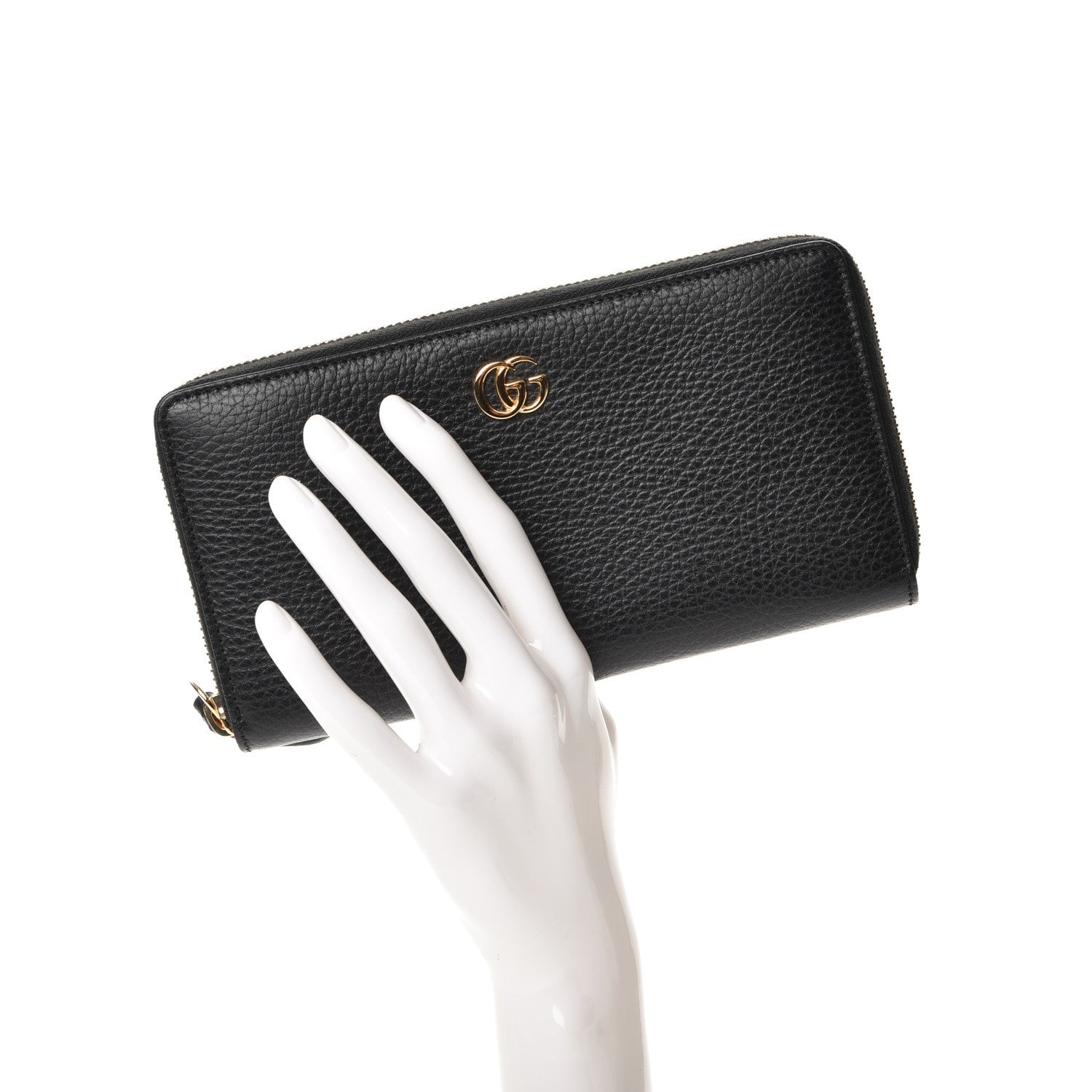 Gucci Dollar Calfskin GG Marmont Zip Around Wallet Black 2 of 8