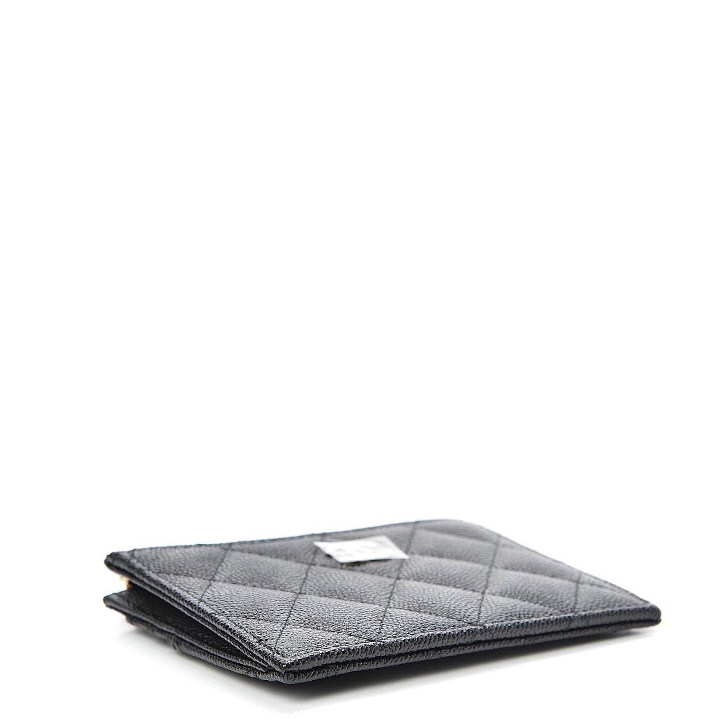 Caviar Quilted CC Zip Card Holder Black