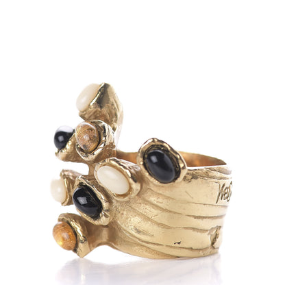 Saint Laurent Arty Dots Ring 5.5 Black White Gold 4 of 5