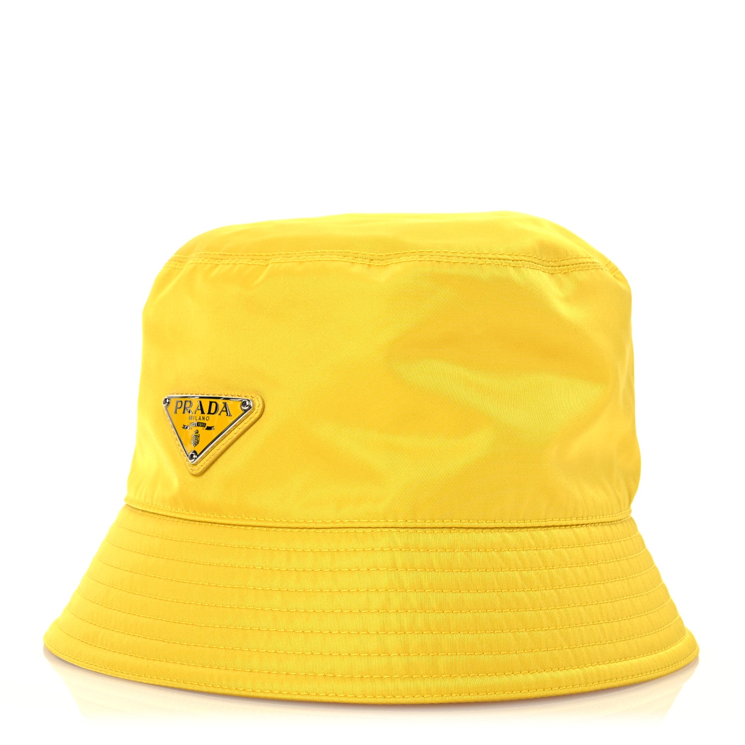 Prada Re-Nylon Triangle Womens Bucket Hat M Giallo 1 of 8