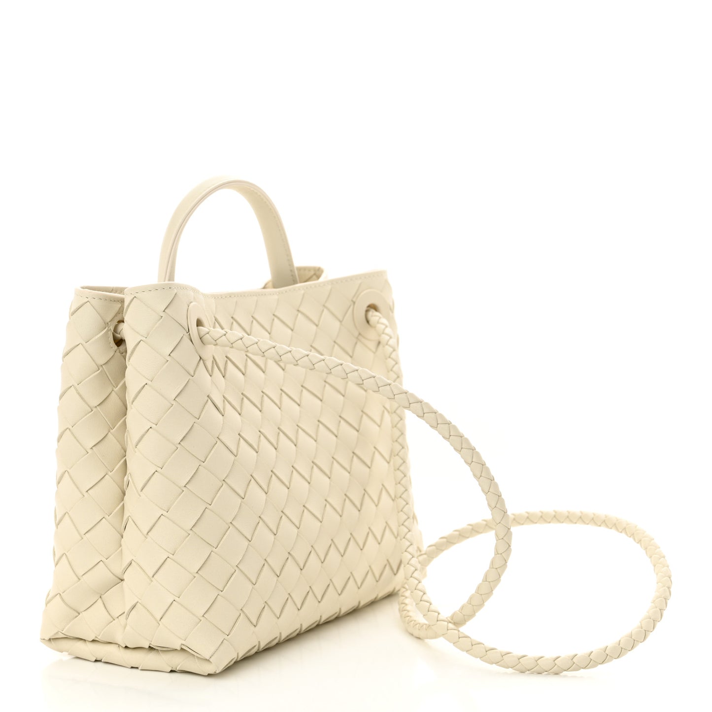 Nappa Intrecciato Small Andiamo Shoulder Bag Sea Salt