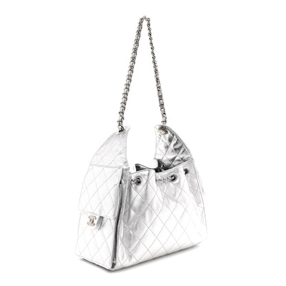 Chanel Metallic Caviar Quilted Small Chanel 25 Handbag Silver 3 of 9
