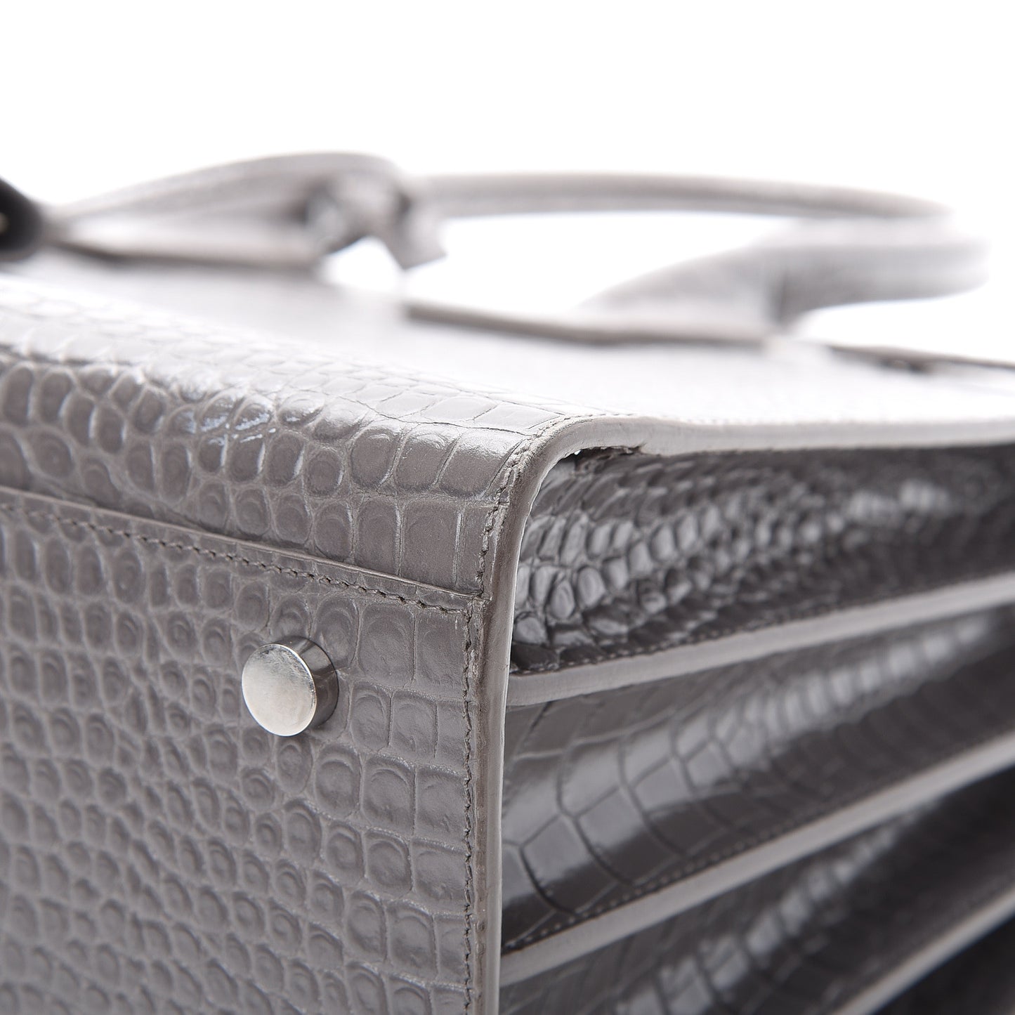 Calfskin Crocodile Embossed Small Sac De Jour Fog