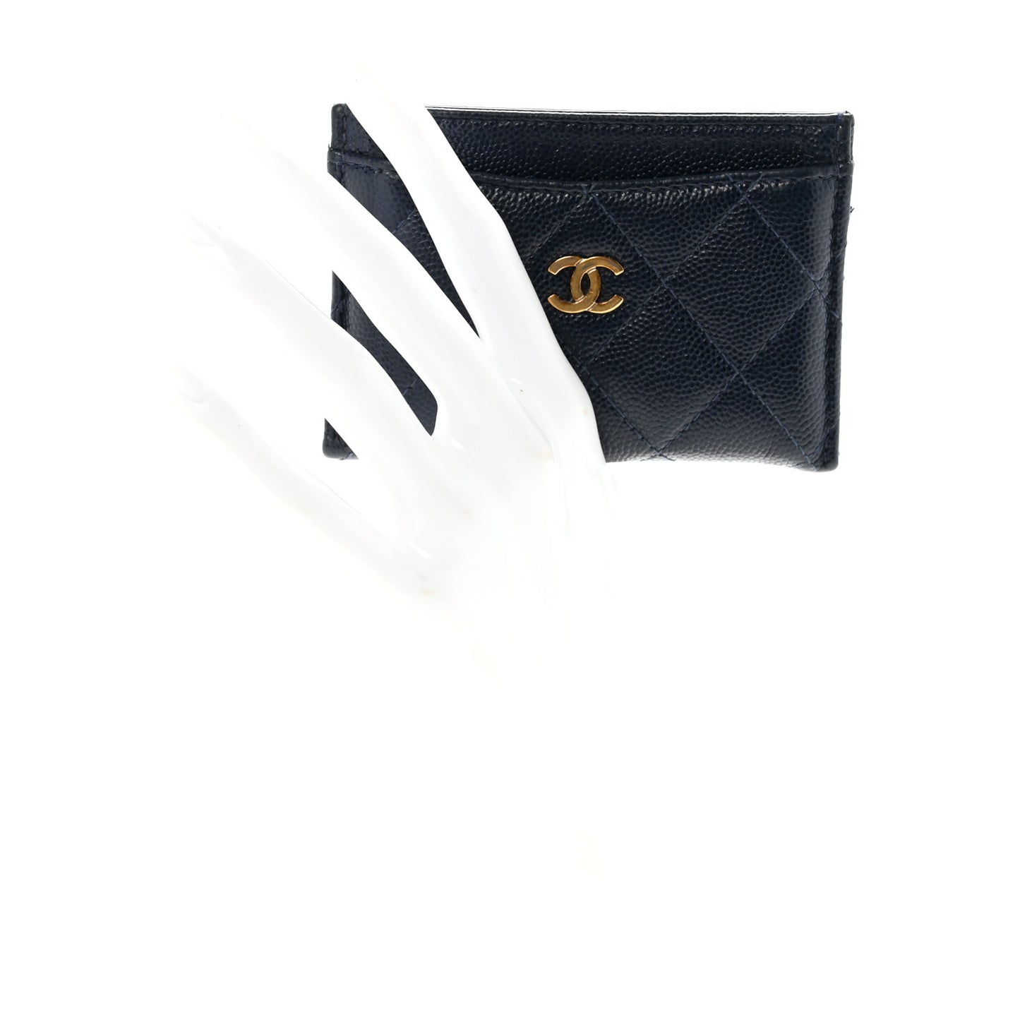 Caviar Quilted Card Holder Navy